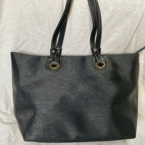 Large Dooney & Bourke Black Shoulder Tote Bag Leather Trim